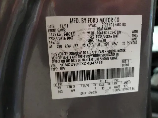 2012 FORD ESCAPE XLT  