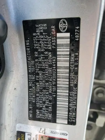 2017 TOYOTA CAMRY LE  