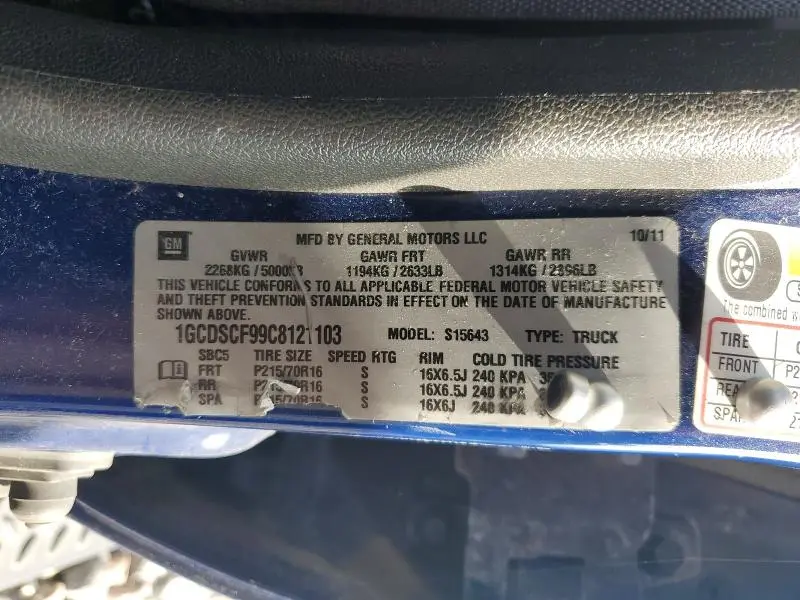 2012 CHEVROLET COLORADO LT  
