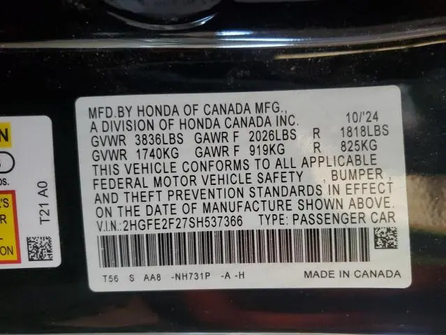2025 HONDA CIVIC LX  