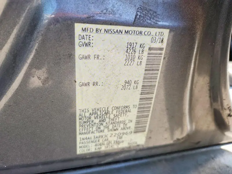 2018 NISSAN ALTIMA 2.5 S  