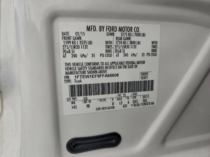 2015 FORD F150 SUPERCREW  