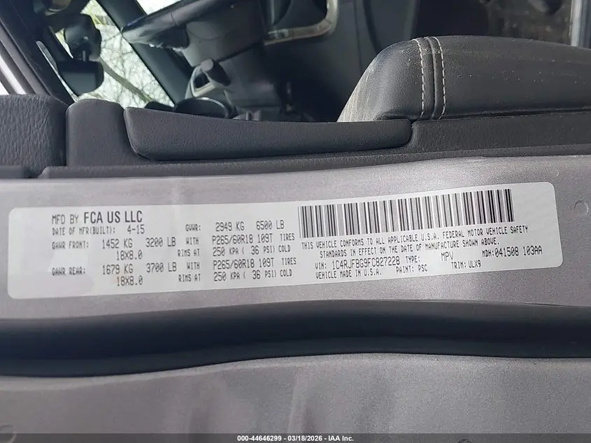 2015 JEEP GRAND CHEROKEE LIMITED