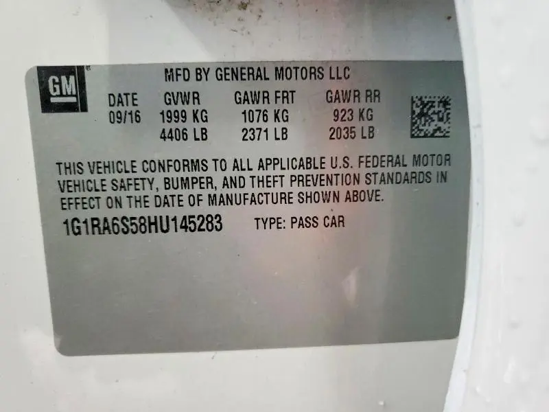 2017 CHEVROLET VOLT LT  