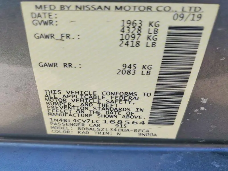 2020 NISSAN ALTIMA 2.5 SR  