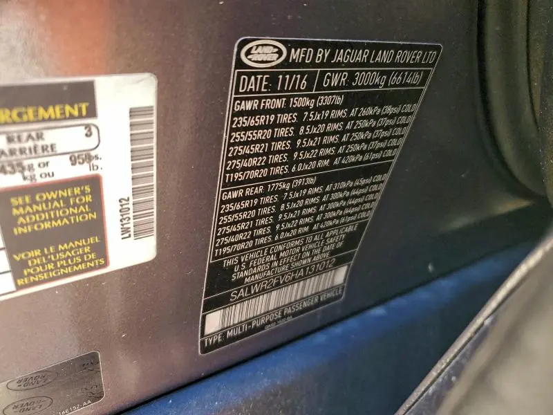 2017 LAND ROVER RANGE ROVER SPORT HSE  