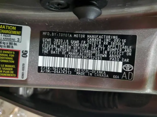 2017 TOYOTA COROLLA L  