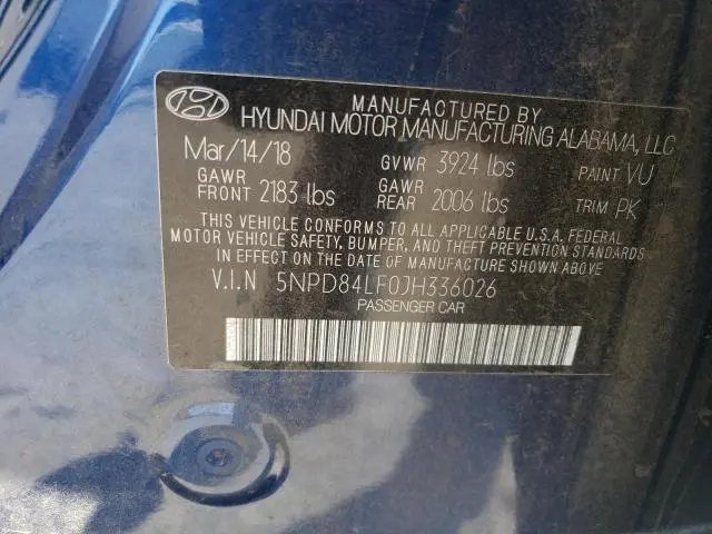 2018 HYUNDAI ELANTRA SEL  