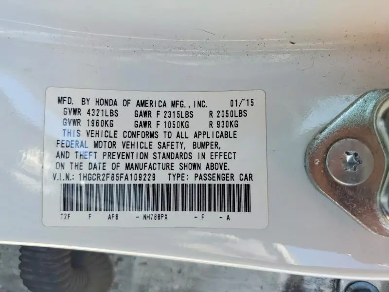 2015 HONDA ACCORD EXL  