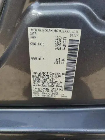 2022 NISSAN ALTIMA SV  