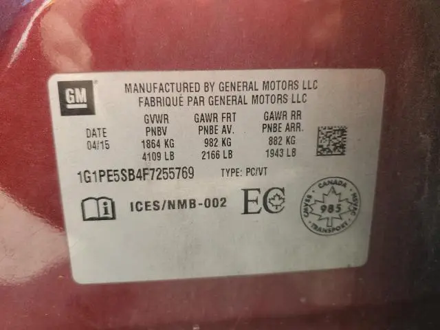 2015 CHEVROLET CRUZE LT  