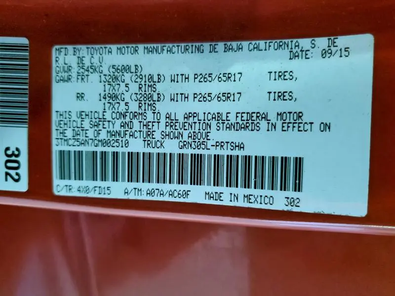 2016 TOYOTA TACOMA DOUBLE CAB  