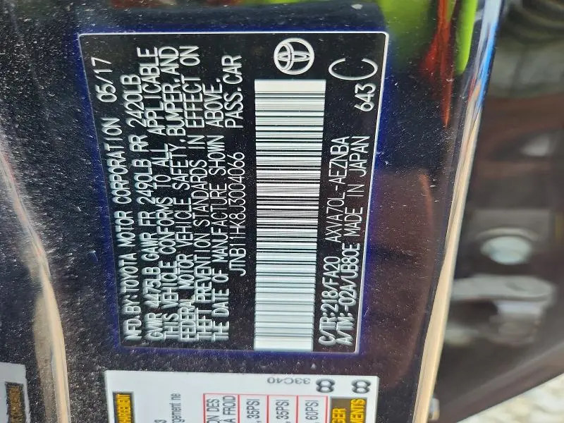 2018 TOYOTA CAMRY LE  