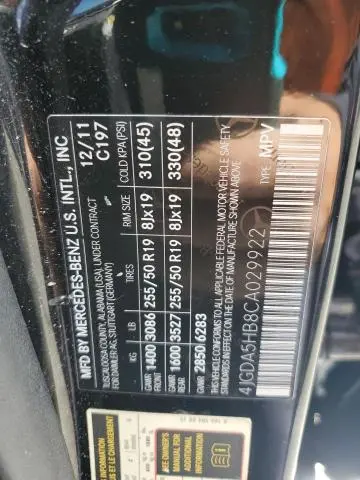 2012 MERCEDES-BENZ ML 350 4MATIC  