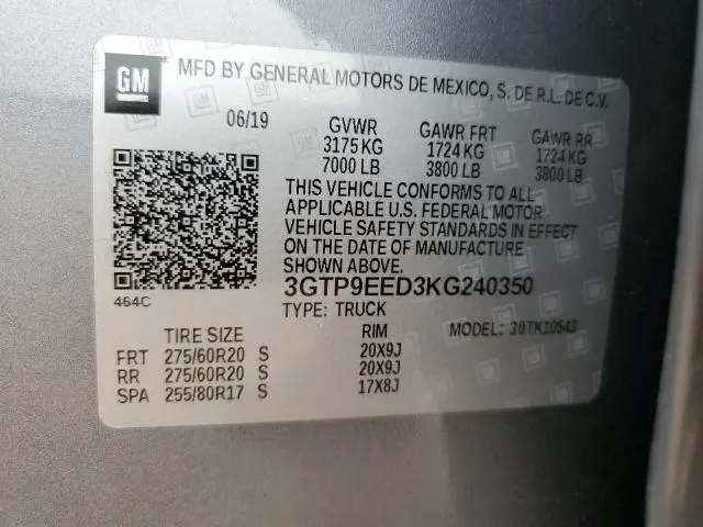 2019 GMC SIERRA K1500 AT4  