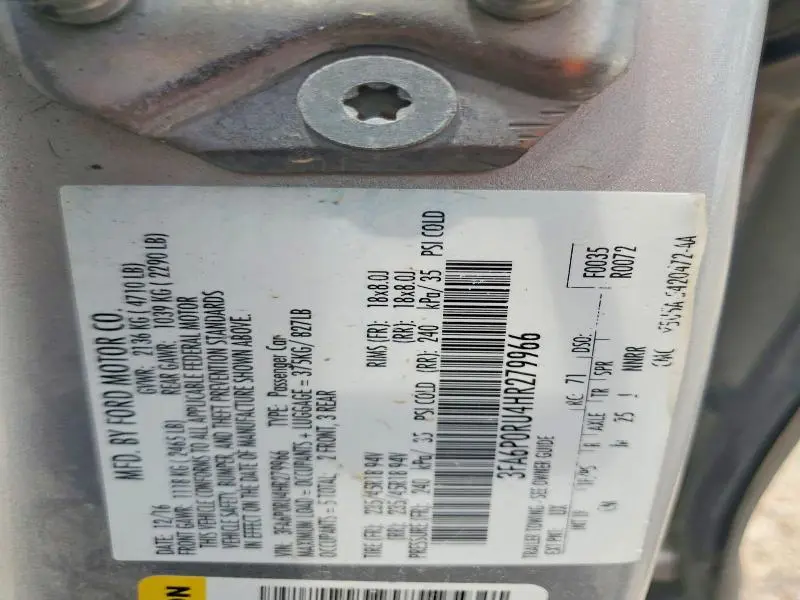 2017 FORD FUSION TITANIUM HEV  