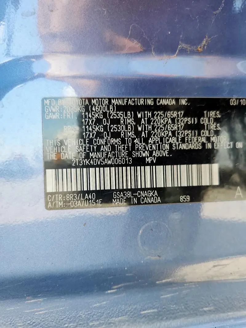 2010 TOYOTA RAV4 LIMITED  