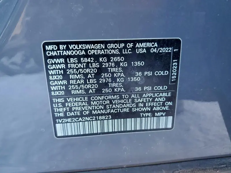 2022 VOLKSWAGEN ATLAS CROSS SPORT SE  