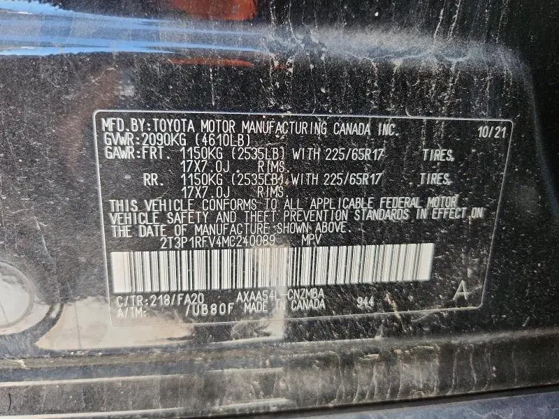 2021 TOYOTA RAV4 XLE  