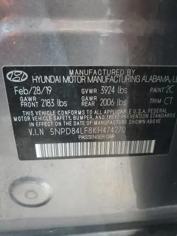 2019 HYUNDAI ELANTRA SEL  