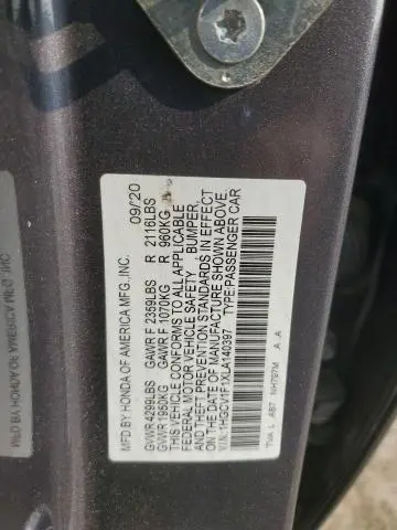 2020 HONDA ACCORD LX  