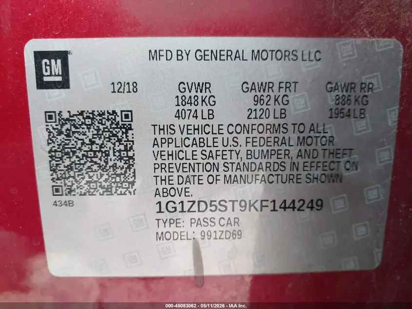 2019 CHEVROLET MALIBU LT