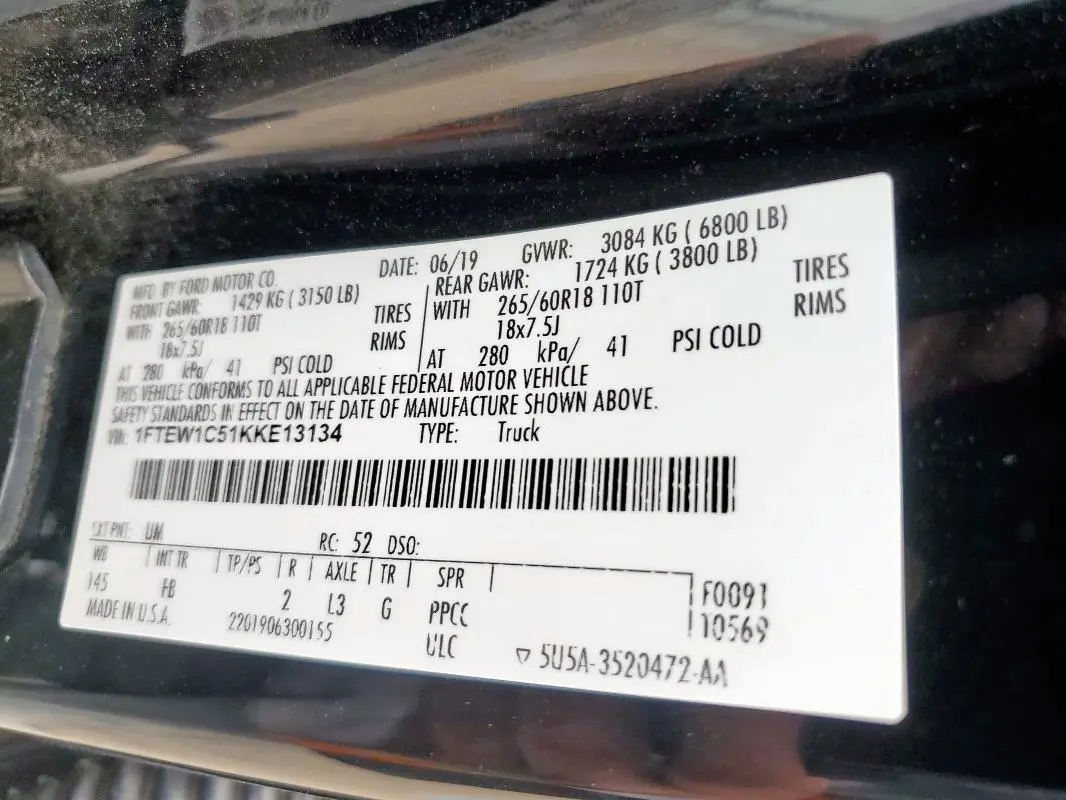 2019 FORD F150 SUPERCREW  
