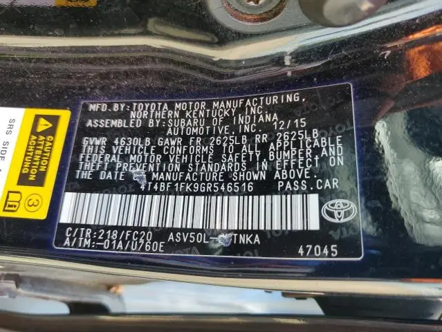 2016 TOYOTA CAMRY LE  