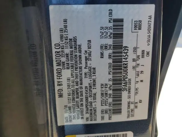 2019 FORD FUSION TITANIUM  