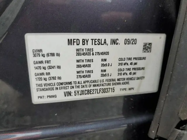 2020 TESLA MODEL X   
