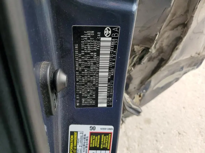 2016 TOYOTA COROLLA L  