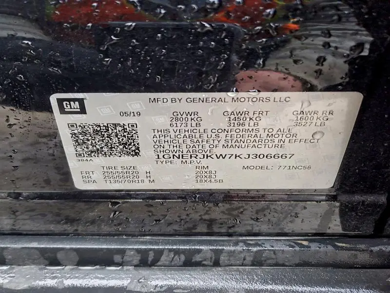 2019 CHEVROLET TRAVERSE RS  