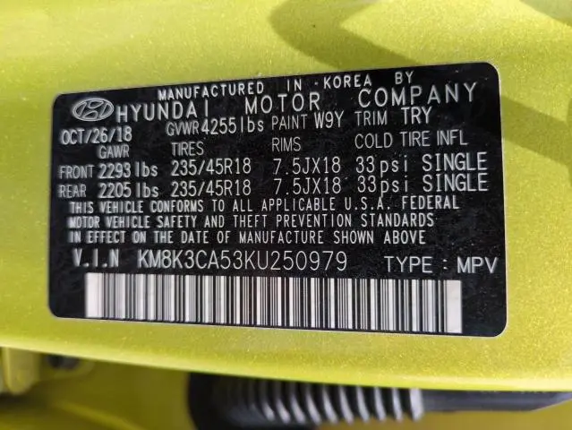 2019 HYUNDAI KONA LIMITED  