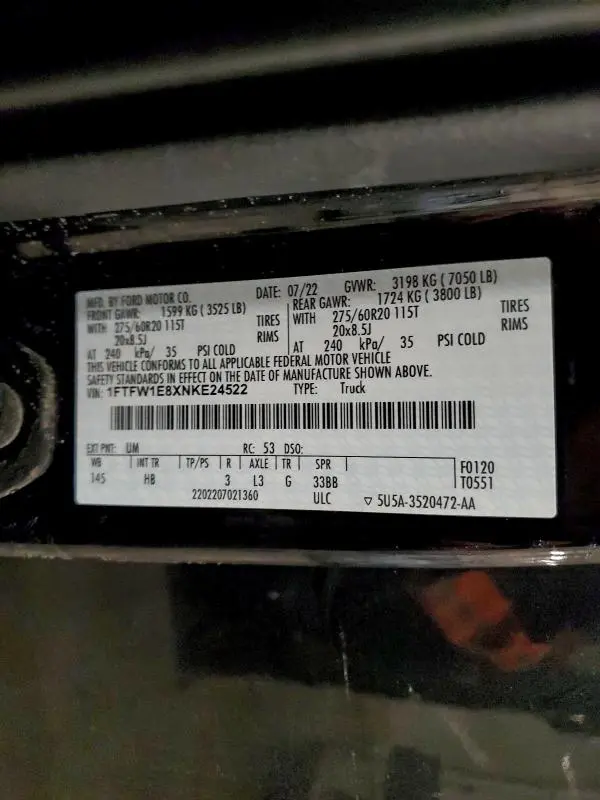 2022 FORD F150 SUPERCREW  