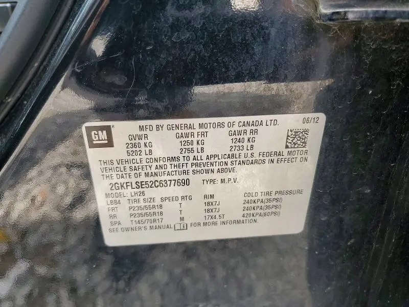 2012 GMC TERRAIN SLE  