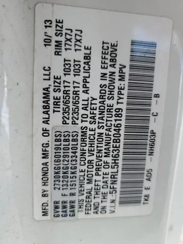 2014 HONDA ODYSSEY EXL  