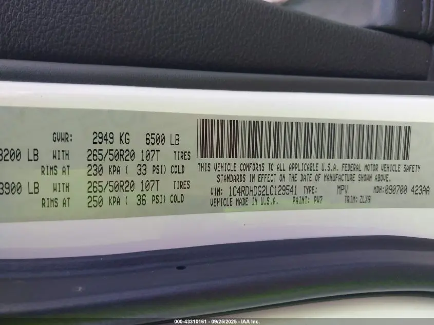 2020 DODGE DURANGO GT PLUS RWD