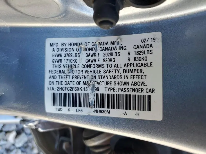 2019 HONDA CIVIC LX  