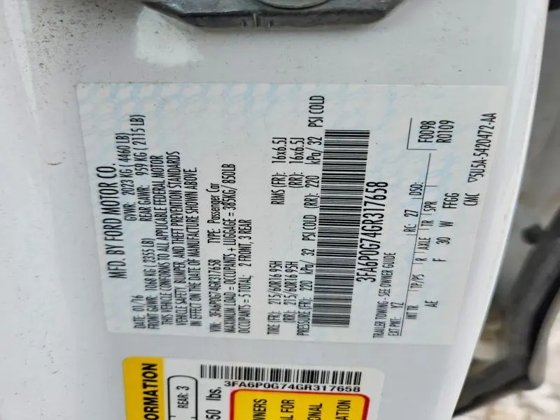 2016 FORD FUSION S  