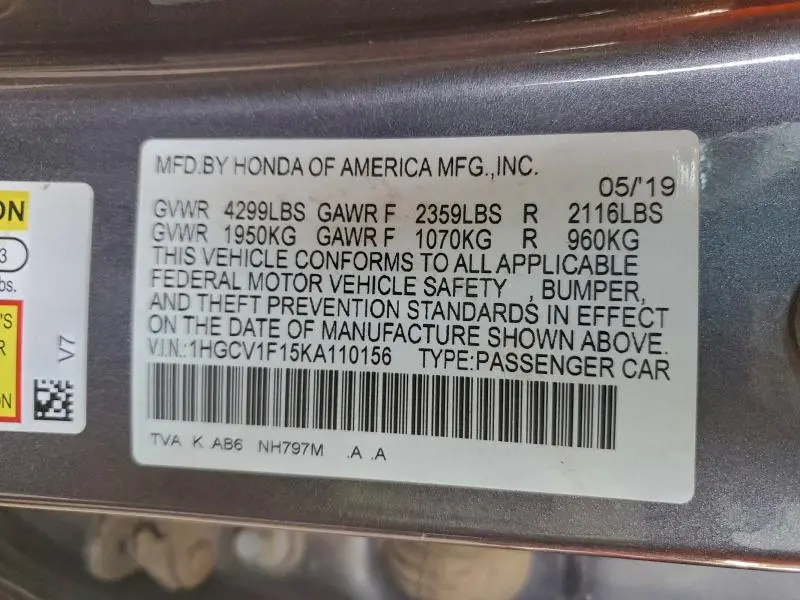 2019 HONDA ACCORD LX  