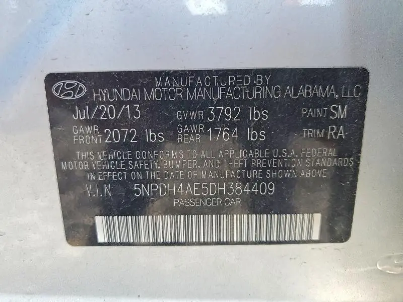 2013 HYUNDAI ELANTRA LIMITED  