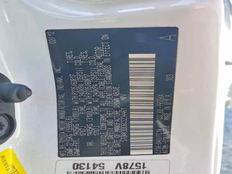 2012 TOYOTA SIENNA LE  