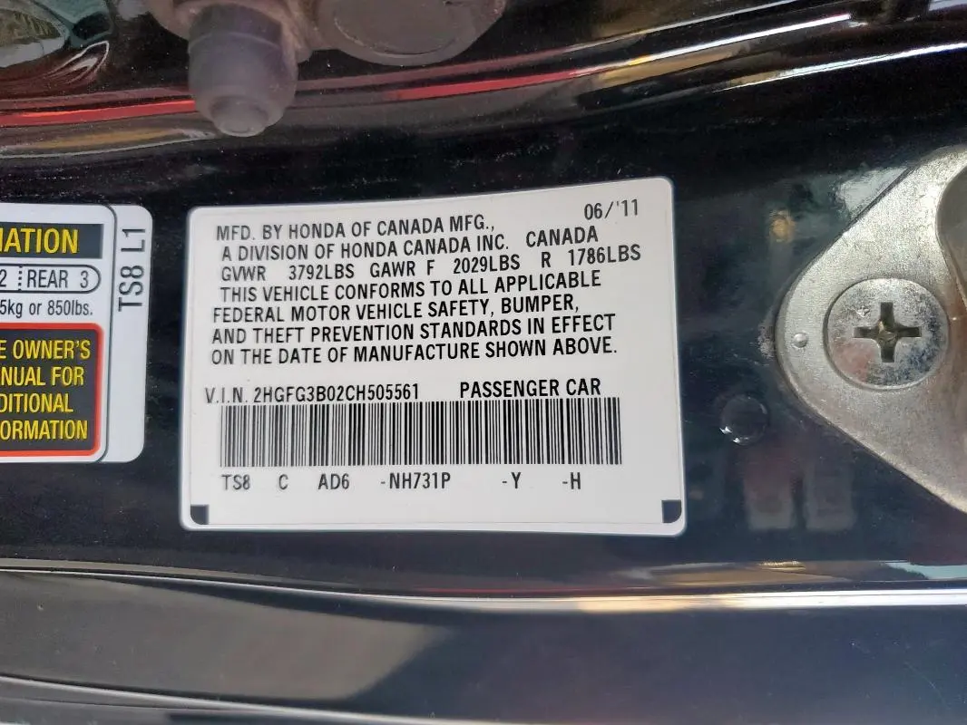 2012 HONDA CIVIC EXL  