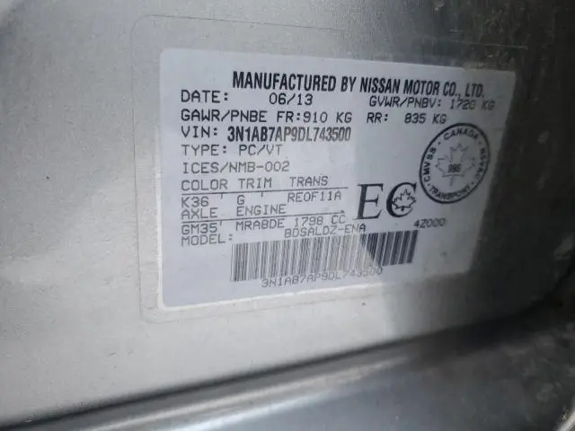 2013 NISSAN SENTRA S  
