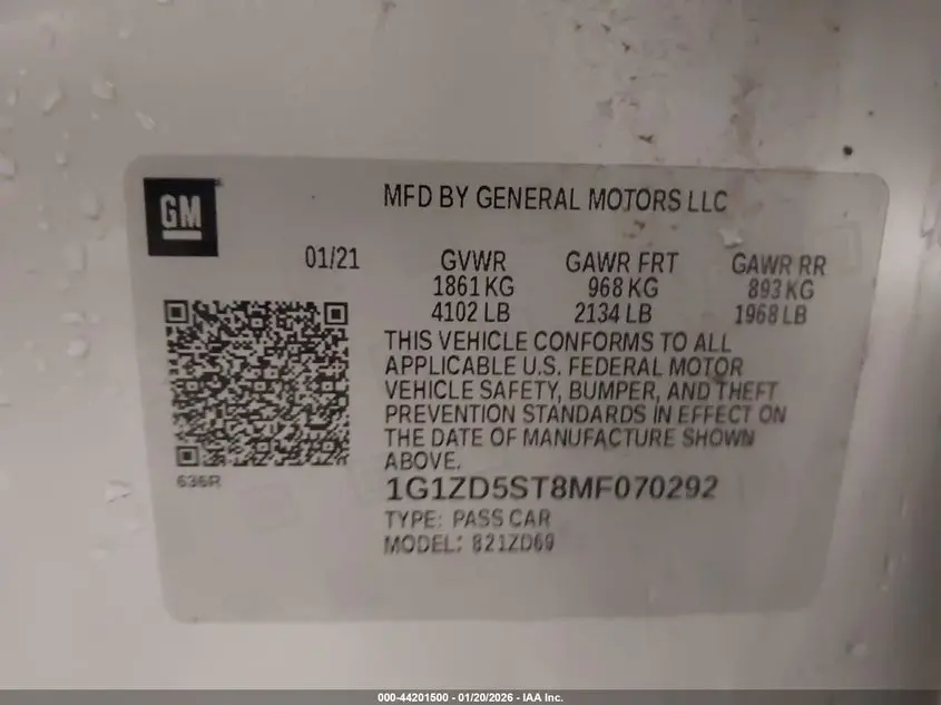 2021 CHEVROLET MALIBU FWD LT