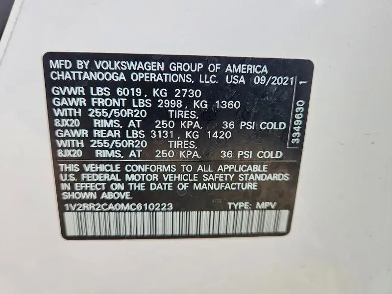 2021 VOLKSWAGEN ATLAS SE  