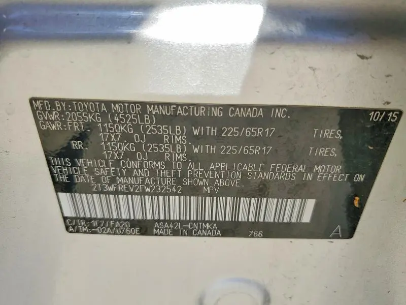 2015 TOYOTA RAV4 XLE  