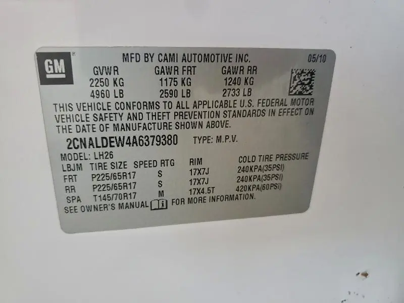 2010 CHEVROLET EQUINOX LT  