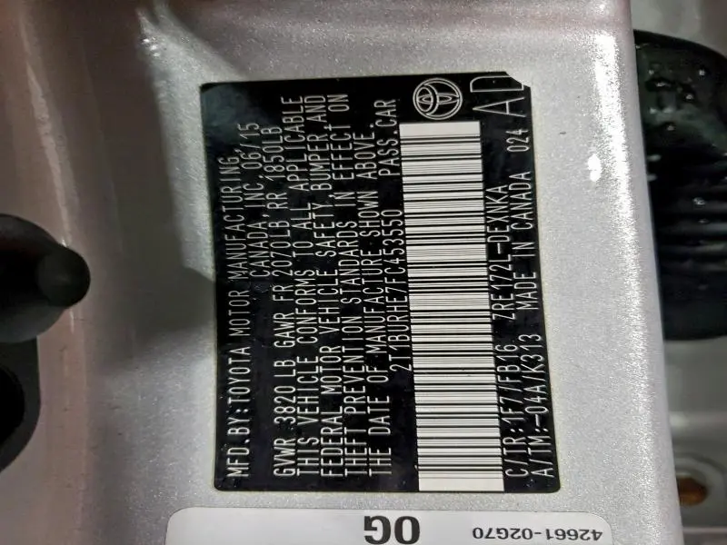 2015 TOYOTA COROLLA L  