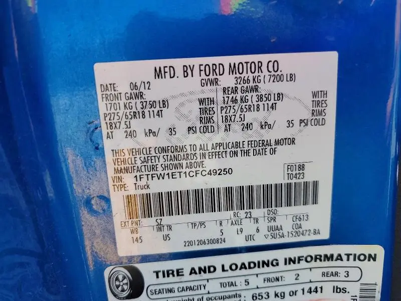 2012 FORD F150 SUPERCREW  